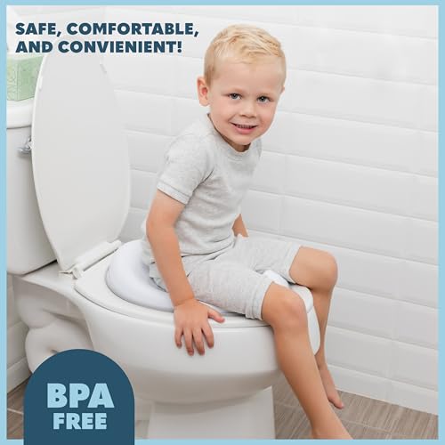 Todays Kids Toddler Potty Training Seat - Toddler Toilet Seat Attachment for Boys & Girls w/Splash Guard Non-Slip Grip for Secure Fit, Fits Standard Round & Oval Toilets, Storage Hook Included, White - Thumbnail 7
