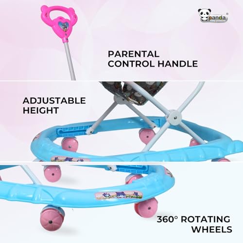 Image of Panda Baby Products Walker with Push Handle, Musical Toys & Adjustable Height - Safe & Comfortable Learning Walker for Babies (6-18 Months) (Pink, 111 Baby Walker)