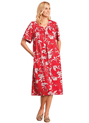 Image of AmeriMark Casual Women's Patio Muumuu House Dress Loose Comfortable Short Sleeve Sun Dress Lounger Gown Sleepwear for Ladies