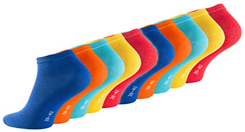 10 Paar Herren & Damen Sneaker Socken Sport Freizeit Socken aus Baumwolle (43-46, Fun Colors)