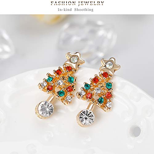 Christmas Tree Earrings For Women Girls Cz Crystal Gold Snowflake Earrings Xmas Stud Earrings Winter Holiday Jewelry Set Gifts Thanksgiving Party Favors #TOP3