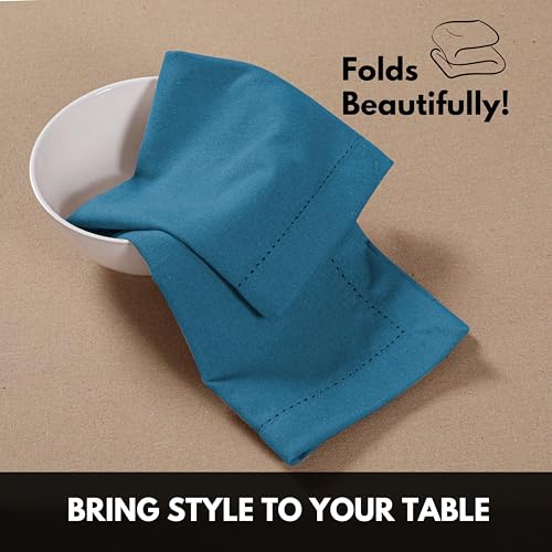 Servilletas de Tela 100% Algodón Set x12 Turquesa 45x45 cm miniatura 5