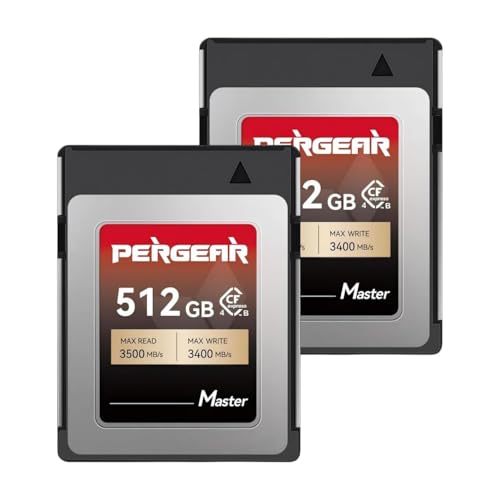 Pergear Cartões de memória CFexpress 4,0 tipo B de 512 GB, velocidade de leitura de até 3500 MB/s, velocidade de gravação de 3400 MB/s, para gravação de vídeo 8K RAW (2 unidades) Master Series
