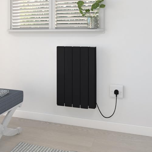 Warmehaus 1000W Electric Ceramic Radiator with Smart WIFI Connection, 4 Fins Portable Electric Heater, Daily & Weekly Timer Function,OPen Window Function, Aluminium Free Standing or Wall Mounted Black