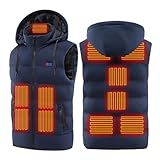 LANGWEI Azul, 11 Zonas De Calentamiento Ligero con Capucha Y Calefacción Eléctrica