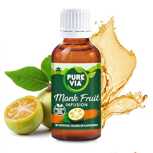 Pure Via Monk Fruit Infusion 30ml Bottle Plant-Based Sweetness from Real Fruit Naturally Contains Fruit Sugars Great Taste Vegan Gluten Free Nothing Artificial