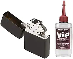 Isqueiro em metal Recarregável + Fluído (preto)