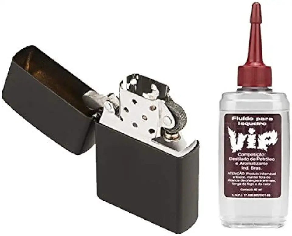 Isqueiro em metal Recarregável + Fluído (preto)