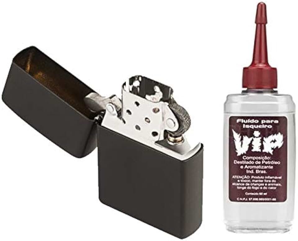 Isqueiro em metal Recarregável + Fluído (preto)