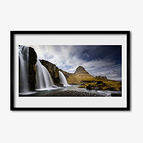 Cadre en MDF avec image cascade paysage de montagne 60x40 cm décoration murale