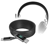 BoxWave Cavo compatibile con cuffie Logitech Zone 900 - Cavo PowerDisplay PD (1,8 m) - USB-C a USB-C (100W), LED Potenza Info Nylon intrecciato extra lungo - Nero corvino