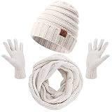 MAYLISACC Scarf and Gloves Set for Women, Warm Beanie and Scarf Sets for Women with Screen Touch Glo