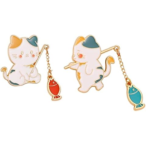 Qianly 2X Cute Enamel Brooch Pins Alloy Cartoon Pins Novelty Fashion for Bags Hat Cover