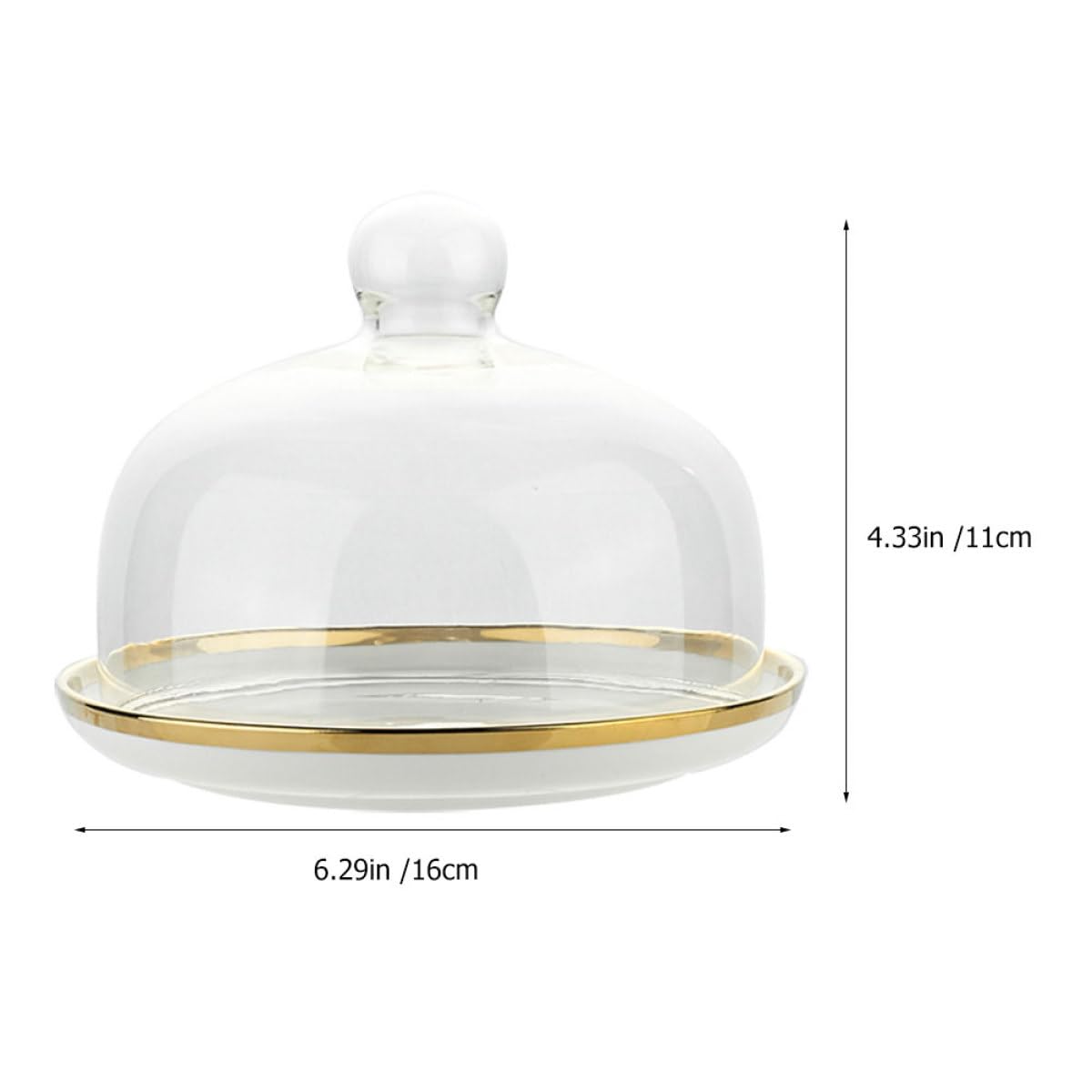 CALLARON Set de 1 Couvercle à Gâteau en Verre avec Plateau en Céramique, Protège Les Desserts et Garde la Fraîcheur, pour Mariages et Réceptions