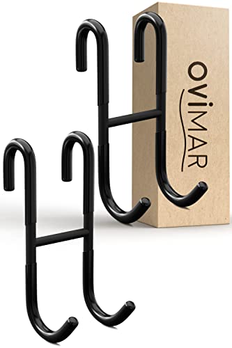 Gancho ovimar para Ducha y radiador Donna en Set de 2 | Acero Inoxidable | Negro | con Recubrimiento de Silicona | toallero | en Pared de Ducha o radiador Redondo para Sujetar Accesorios de baño