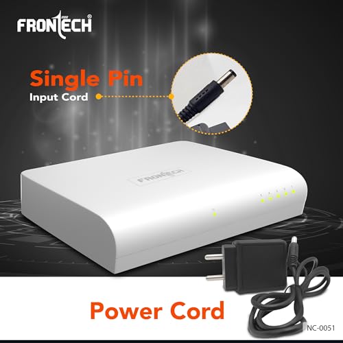 Image of Frontech 5-Port Gigabit Ethernet Switch | High-Speed 10Gbps Bandwidth | Plug & Play LAN Hub for Router, Computer, Gaming Console, Printer & IP Camera | 100m Transmission Distance | White (NC-0051)