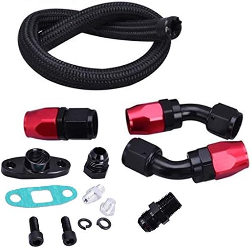 Anngo Turbo Oil Return Drain Line Kit T3 T4 T04E T60 T61 T70 Black