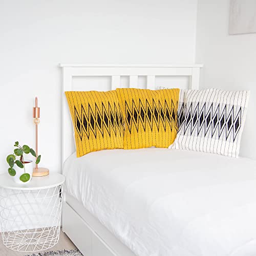 Housse de coussin faite main jaune Khonoma en coton authentique