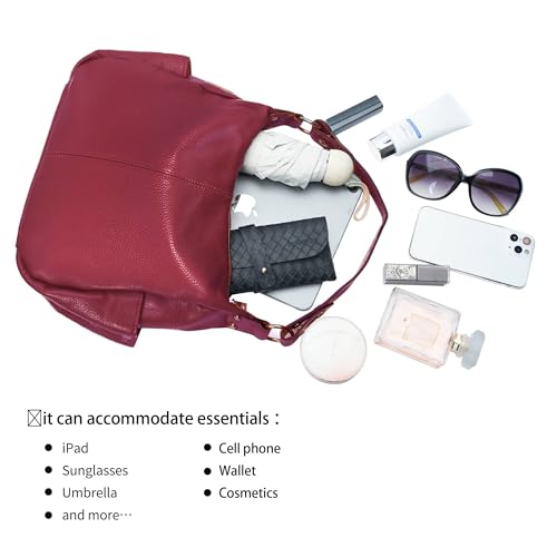 Image of Genuine Leather Purses for Women Hobo Crossbody Bags Casual Work Shoulder Bag with Adjustable Strap