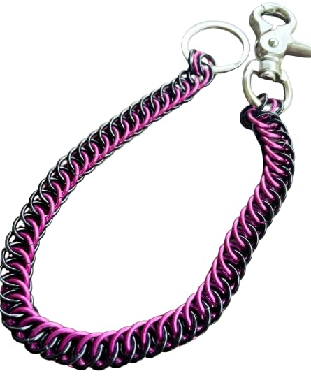 Pink and Black Wallet Chain, Chainmail Wallet Chain, Handmade Wallet Chain, Various Colors to Choose From