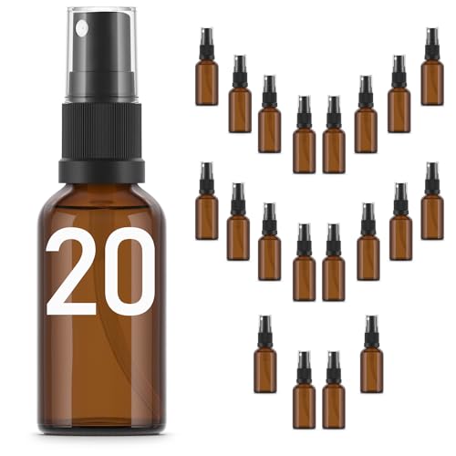 Essenciales Bote Spray Pulverizador de Cristal Ambar - 20 Botellas, Atomizador Recargable - 30ml