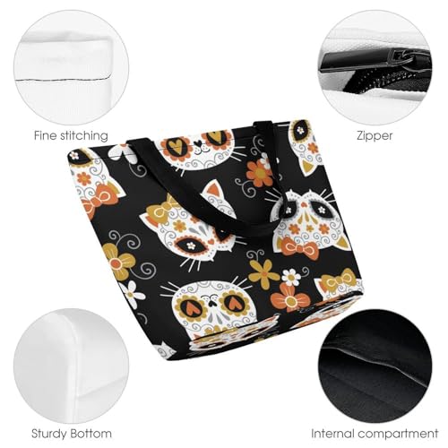 Sac de shopping imprimé crânes de chats mignons