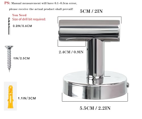 Homagic 4 Pack Bath Towel Hooks, Wall Mount Towel Holder Chrome Finish Towel Rack, Heavy Duty Robe Coat Loofah Hooks for Shower, Kitchen,Hotel, Pool Tile, Brick Modern Style Decor Wall Hooks