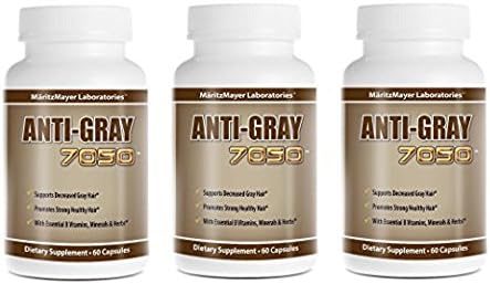 Anti Gray Hair 7050 Restore Natural Hair Color 60 Capsules Per Bottle (3 Bottles)
