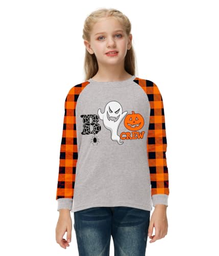 Image of Remimi Girls Thanksgiving Shirts Buffalo Plaid Raglan Tee Cute Turkey Holiday Party Long Sleeve Tshirt 5-14 Years