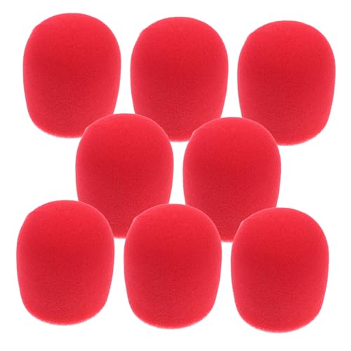 LIGIGWASH Fundas De Espuma Para Micrófono 8 Piezas, Color Rojo, Filtro Antipop Lavable y Reutilizable, Protección Contra Viento Para Karaoke, Grabación y Oratoria