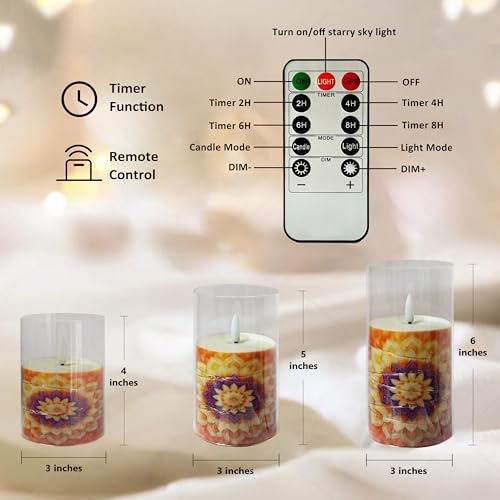 Velas de cristal sin llama con flores de mandala para decorar tu salón en cenas románticas 5