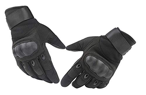 HIKEMAN Full Finger Half Finger Gloves for Men Women Touch Screen Hard Knuckle Gloves for Outdoor Sports Work Suitable for Cycling Motorcycle Hiking Climbing Lumbering Heavy Industry(Black, L)