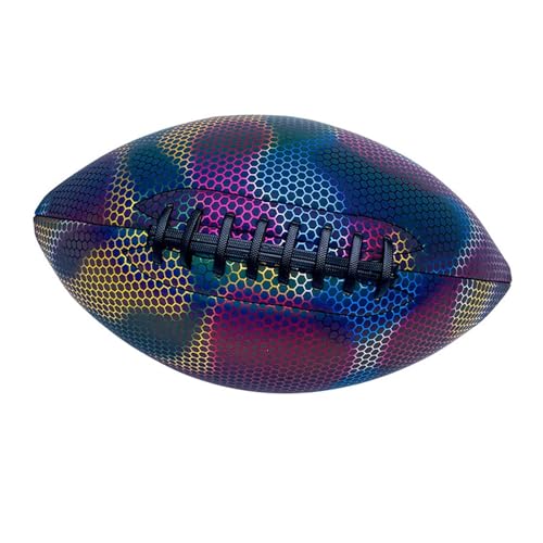 HKWFKAWA Balón de rugby brillante para entrenamiento, tamaño oficial, para regalo de juego, correa negra