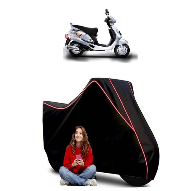 Image of Duro Scooty Bike Cover Water Resistant Outdoor Use Universal Fit Scooters Motorcycles Heavy Duty UV Protection Dust Rain Scratch Resistant Elastic Bottom Black Blue Piping