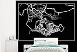 Selbstklebend Tapete Wandpapier Wandaufkleber Fototapete Tapeten Wanddeko 375x300 cm Singapur - Karte - Stadtplan