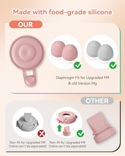 Image of Duckbill Valves & Silicone Diaphragm Replacement Parts Compatible with Momcozy M9 Wearable Breast Pump - BPA-Free Food-Grade Silicone Accessories (6 Pack: 4 Valves + 2 Diaphragms)