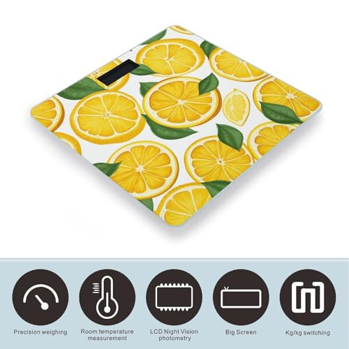 Báscula digital de baño con patrón de limón miniatura 3