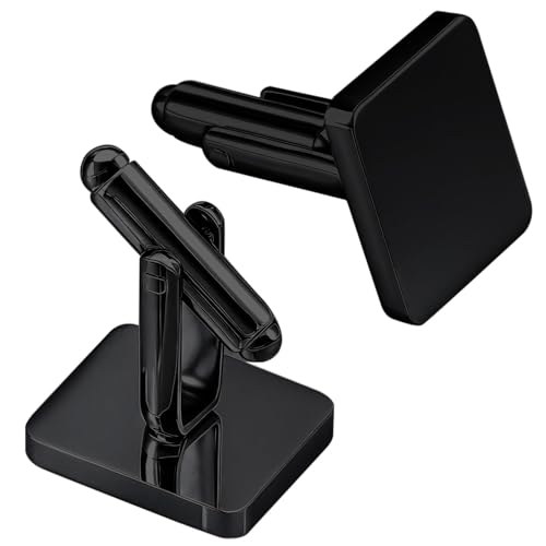 2PCS Black Cufflinks Rectangle Sleeves Buttons Men Classic Rectangle Stainless Steel Gift for Groom Father Boss Boyfriend Husband Wedding Plectrum Business Graduation Father's Day Easter Gifts