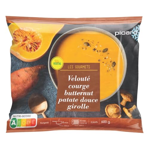 Picard(ピカール) 滑らかなバターナッツカボチャ、サツマイモ、ジロル茸のスープ (1袋) フランス 冷凍食品 600g ポタージュ
