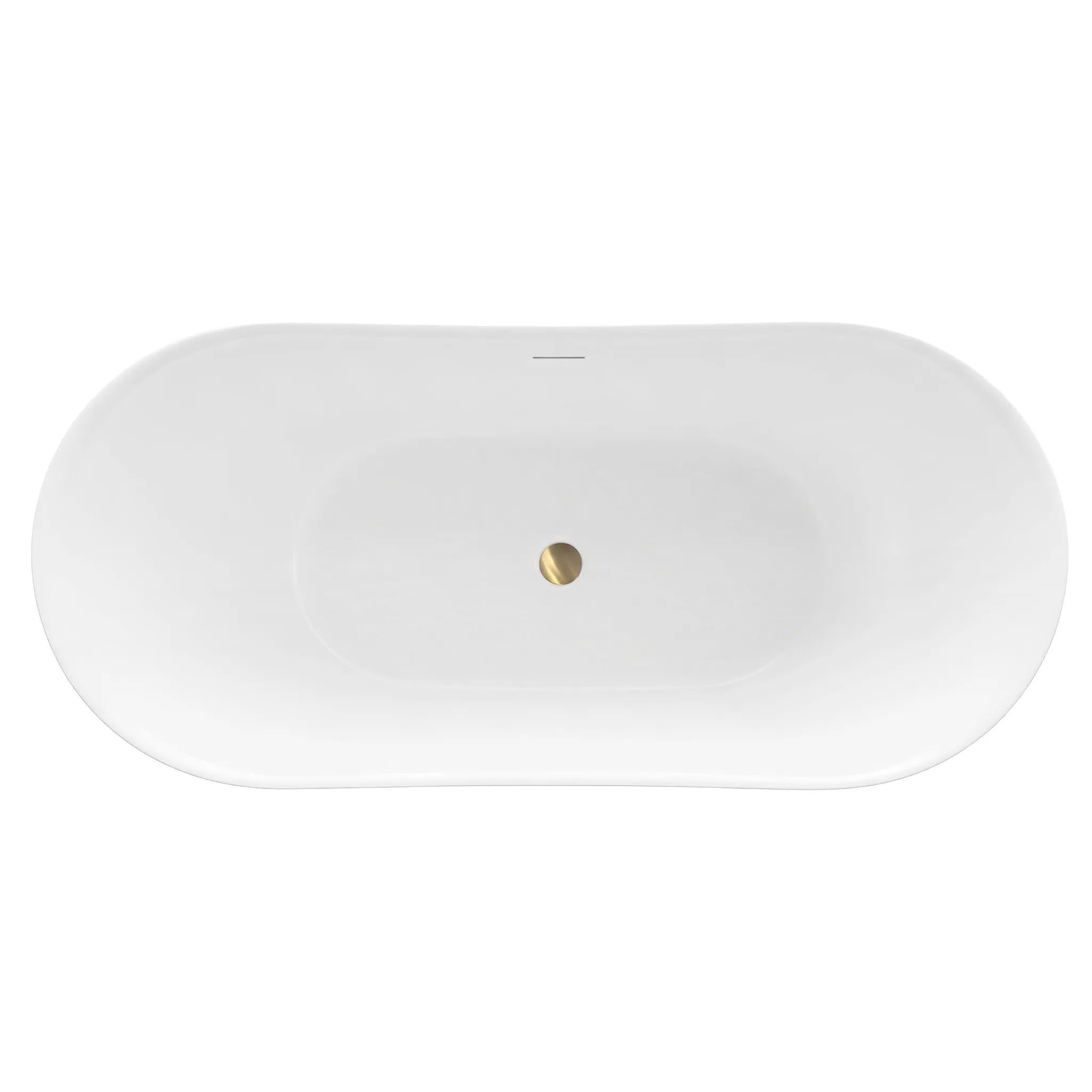 Rea - Wanna Wolnostojąca Ferrano Slim 170 Nakładka Korka Złota Szczotkowana 170, Akryl, Biały 170X80X72cm