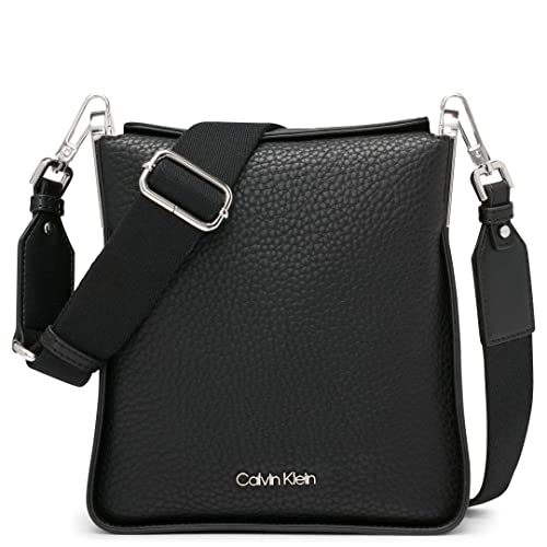 Calvin Klein Fay North/South Small Crossbody, Black/Silver,One Size