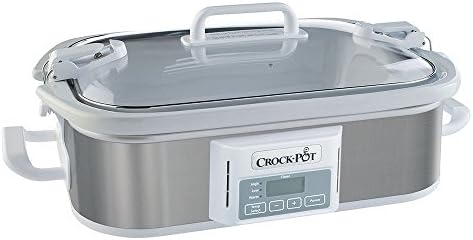Crock-Pot Small 3.5 Quart Programmable Casserole Slow Cooker with Timer, Food Warmer, Stainless Steel (SCCPCCP350-SS)