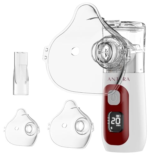 Image of AGEasy (Max Group) Mesh Nebulizer with LED Display | Silent & Portable Nebulizing Machine with Fast Mist Delivery | Rechargeable Handheld Nebuliser Machine | Nebulizer with 1 Child Mask, 1 Adult Mask & 1 Mouth Piece | Ideal for Travel & Home Use