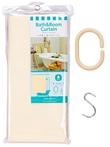 ストリックスデザイン 防水 シャワーカーテン ミルキーホワイト 135×180cm フック付き Sカン Cカン 取り付け簡単 お部屋の間仕切りにも ユニットバス 浴室 QB-155D