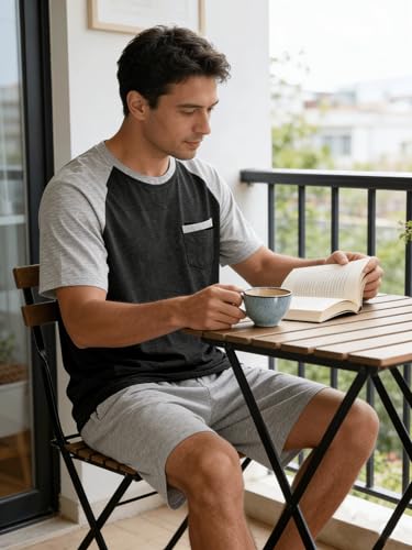Image of Mens Pajamas Set Modal Soft Pajama Short Set Short Sleeve Pjs Sleepwear 2 Piece Lounge Set With Pockets S-3XL
