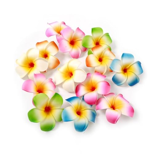 10 pinzas de cabello flores hawaianas multicolor 7cm miniatura 1