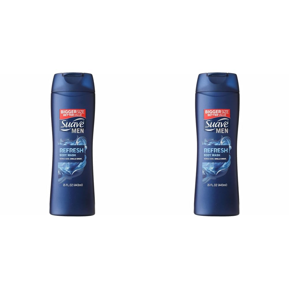 SuaveMen Body Wash Refresh Fragrance Bodywash and Shower Gel 15 oz (Pack of 2)