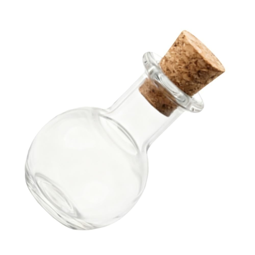 GOCENJIU Cork Stopper Jar 2pcs Empty Glass Jars Mini Clear Sample Vials, 3x1.7x1.7cm Small Bottles with Cork Stoppers for DIY Crafts