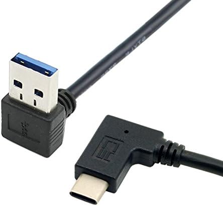 JSER Xiwai 30cm Reversible USB 3.1 USB-C Angled to 90 Degree Down Angled A Male Data Cable for Tablet Mobile Phone