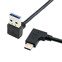JSER 30cm Reversible USB 3.1 USB-C Right Angled to 90 Degree Down Angled A Male Data Cable for Tablet Mobile Phone 30cm